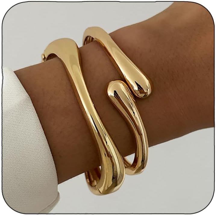 Rainhonor Chunky Gold Bangles Bracelets for Women Gold Cuff Bracelet Set Waterproof Non Tarnish Stack Bracelet for Women Gifts - Image 1